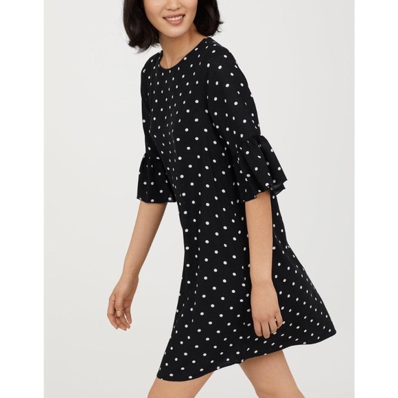 flounce sleeve dress h&m